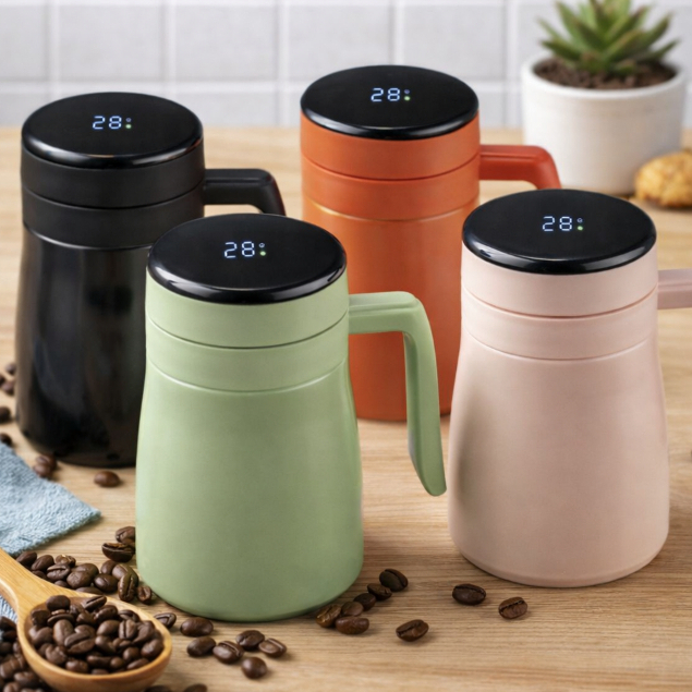 Garrafa Térmica Smart Mug 550ml – Com Sensor de Temperatura LED e Isolamento a Vácuo