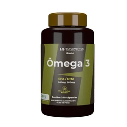 Omega 3 1000mg HF Suplementos 240 Caps Óleo de Peixe Puro EPA DHA Concentrado Coração e Saúde Vida