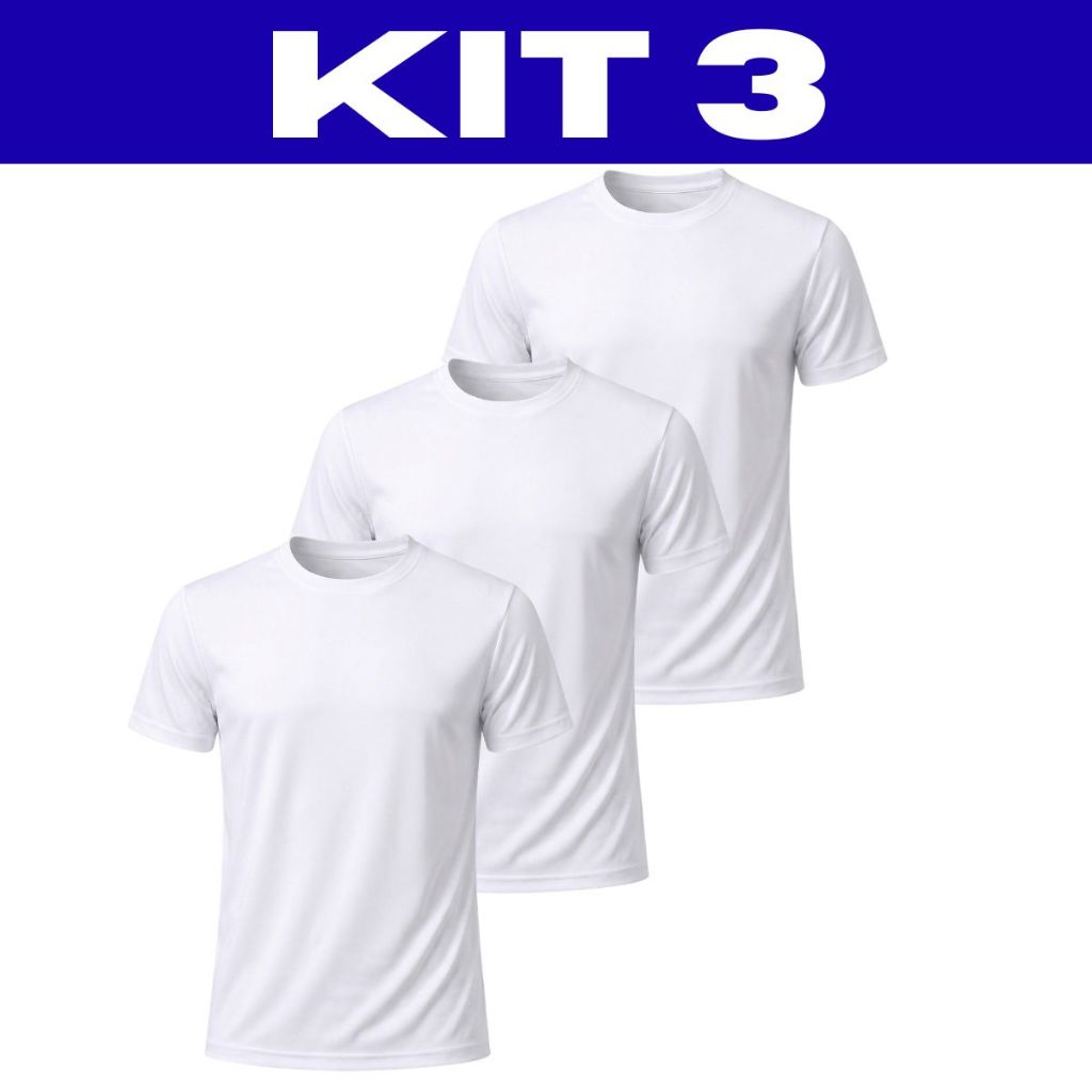 Kit 3 Camisetas Lisas 100% Poliéster Sublimação Silkscreen Básicas Uniformes Atacado