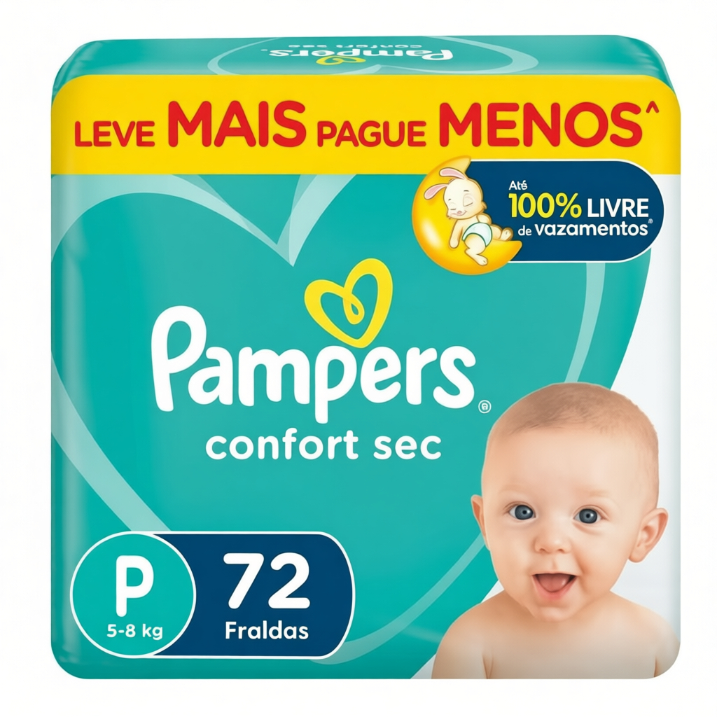 Fralda Pampers Confort Sec - Até 2X Mais Seco e Arejado