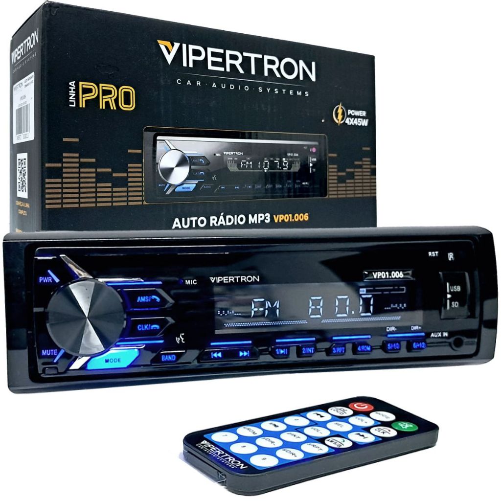 Auto Radio Automotivo Mp3 Vipertron C/ Bluetooth Usb,sd,app
