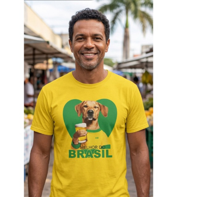 Camiseta Vira Lata Caramelo Brasil Copa Moda Unissex