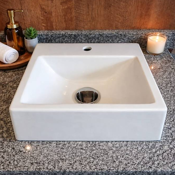 CUBA APOIO 30X35CM / CUBA SOBREPOR FECHADA / FURO PARA TORNEIRA / MÁRMORE SINTÉTICO / BANHEIRO / LAVABO