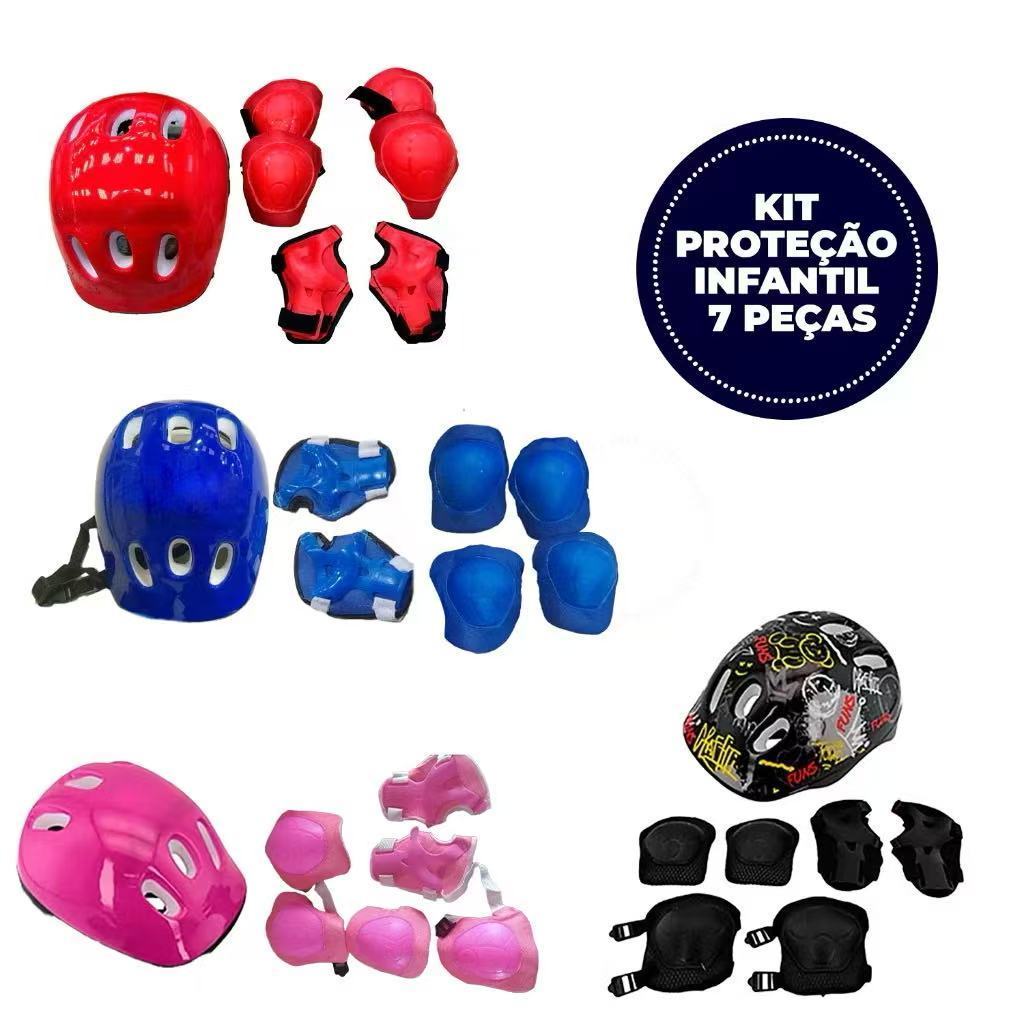 Capacete De Patins Criança serviu Ate 8 Anos Kit De Proteção Infantil Para Patinete e Skate