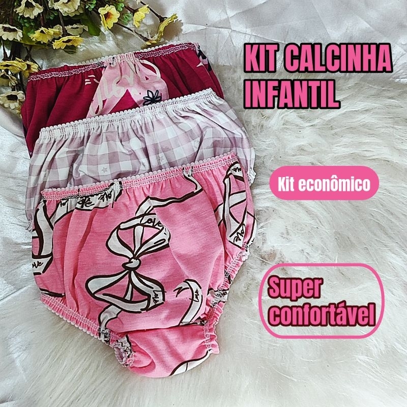 kit calcinha infantil menina algodão em Oferta na Shopee