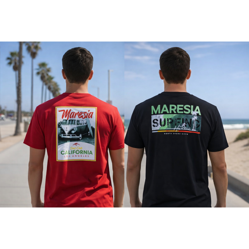 Kit/02 Camisetas masculina 01 Maresia + 01 Cyclone estampas nas costas - envio estampas sortidas