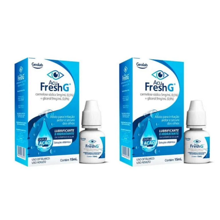 Kit 2x Lubrificante Ocular Acu Fresh G 15ml Dupla Ação