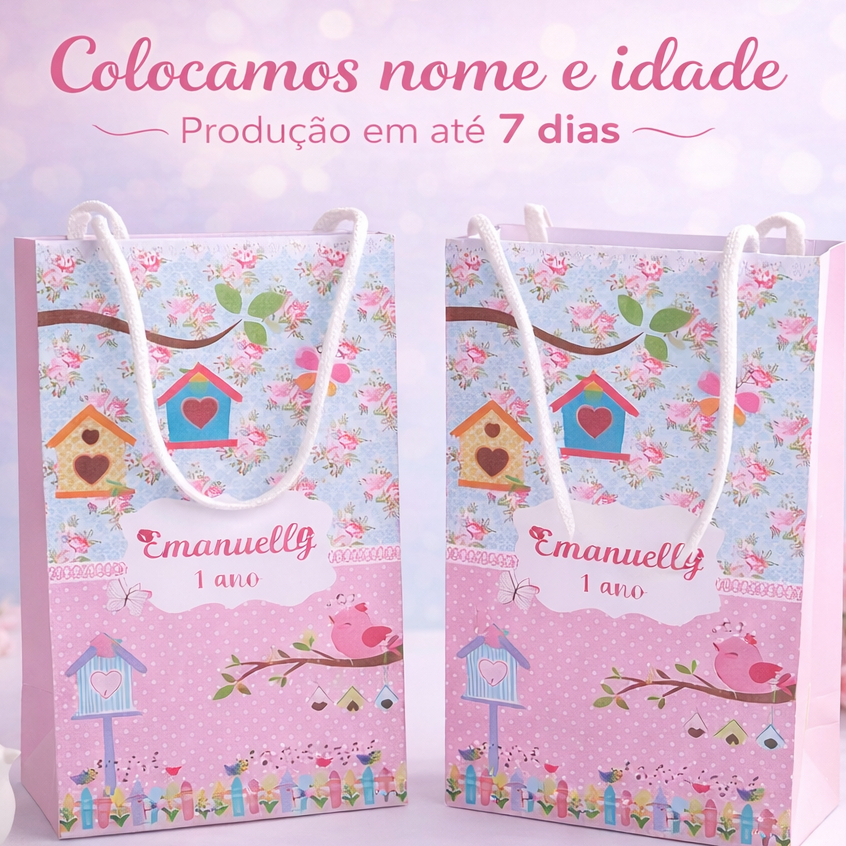 KIT Sacolinha Personalizada para lembrancinha Aniversario Jardim Encantado