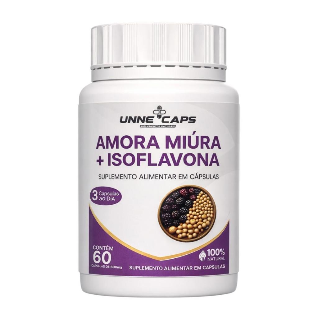 Amora Miúra + Isoflavona 60 Cápsulas 600mg | Suplemento Alimentar Natural | Uso Diário | Unne Caps