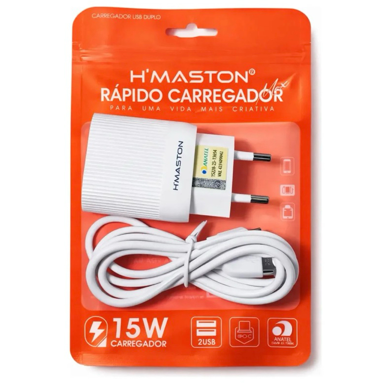 Carregador Rápido Hmaston LR18-3 USB 3.1A Bivolt Original Android iPhone Turbo