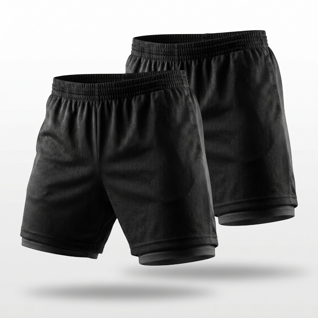 Kit 2 Shorts 2 Em 1 Masculino Dry Fit Academia Corrida Conforto