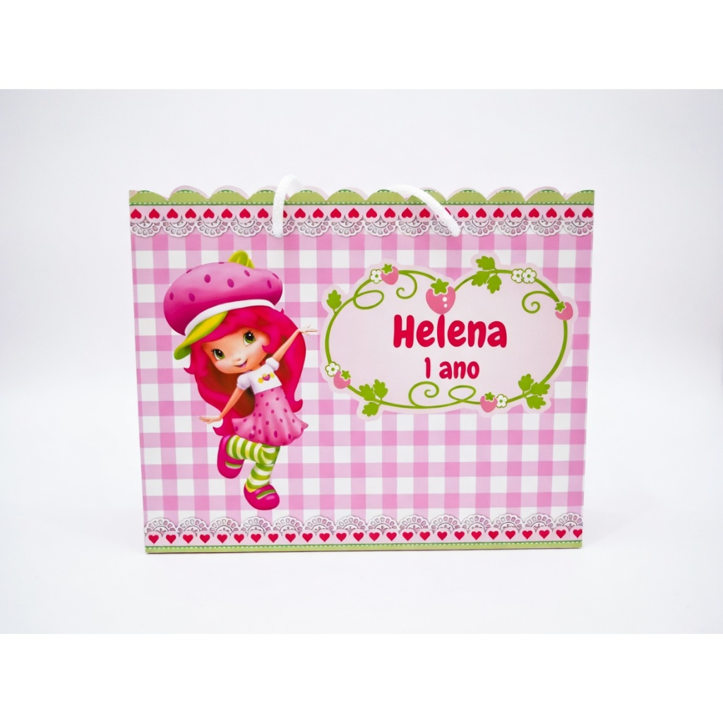 Sacolinha Personalizada Moranguinho Pegue e Monte com Nome – Lembrancinha Infantil Moranguinho Personalizada nome /idade