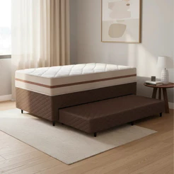 Cama Box com Colchão de Classic Molas Pocket + Auxiliar de Espuma Unique Solteiro 88cm