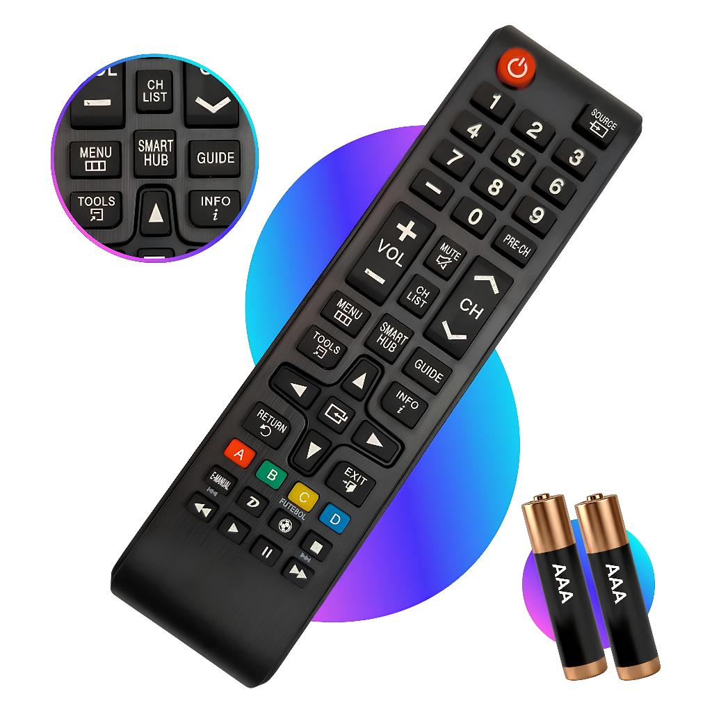 Controle Remoto Universal Compatível TV Samsung Smart Hub Futebol Acompanha Pilhas AAA SA-7028