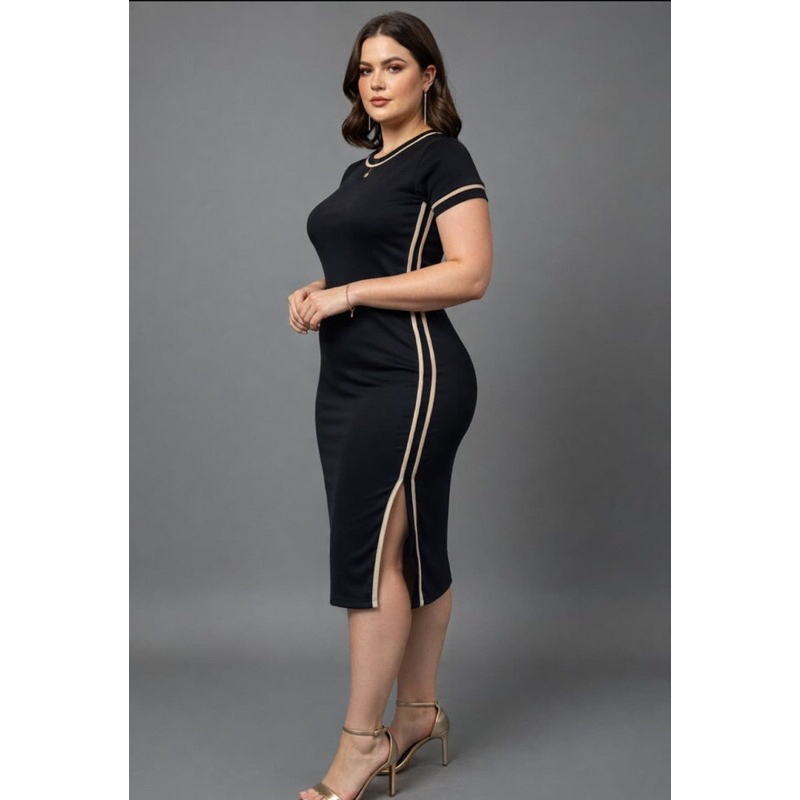 Vestido Mídi Feminino Ribana Canelada Com Elastano Confortável Ajustado Casual Chic