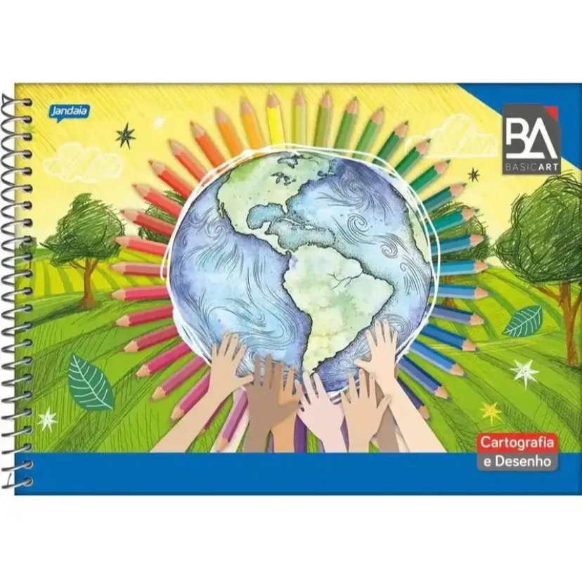 Caderno Espiral Flexível Cartografia Sem Seda 48 Folhas Basic Art