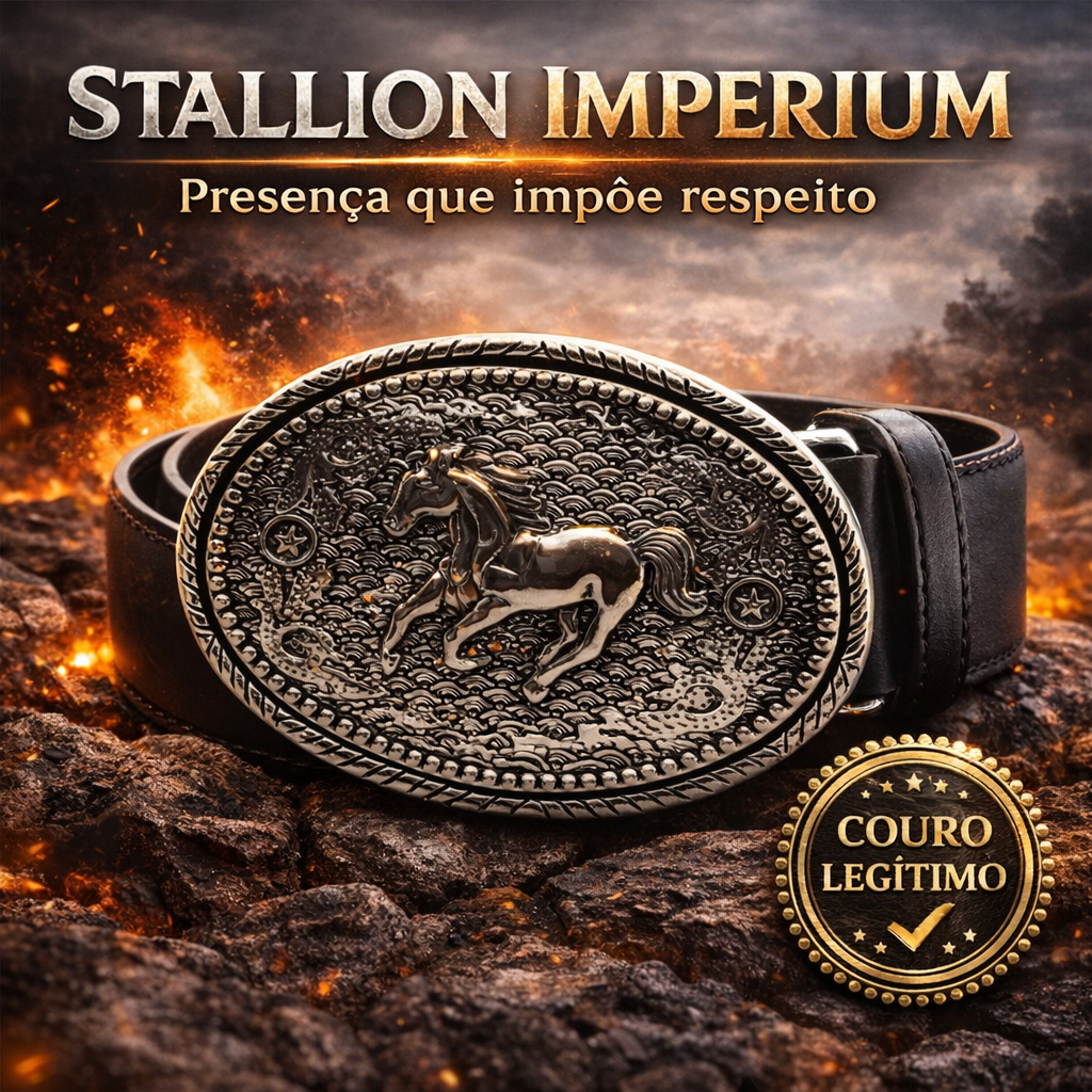 Cinto Sertanejo Unissex Cavalo Prata - Dourado — Destaque no Rodeio Presença que Impõe Estilo