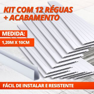 Forro PVC 5mm Kit 12 Réguas + Acabamento 1,20x1,20 Fácil Instalação Resistente Cozinha Banheiro em Oferta na Shopee