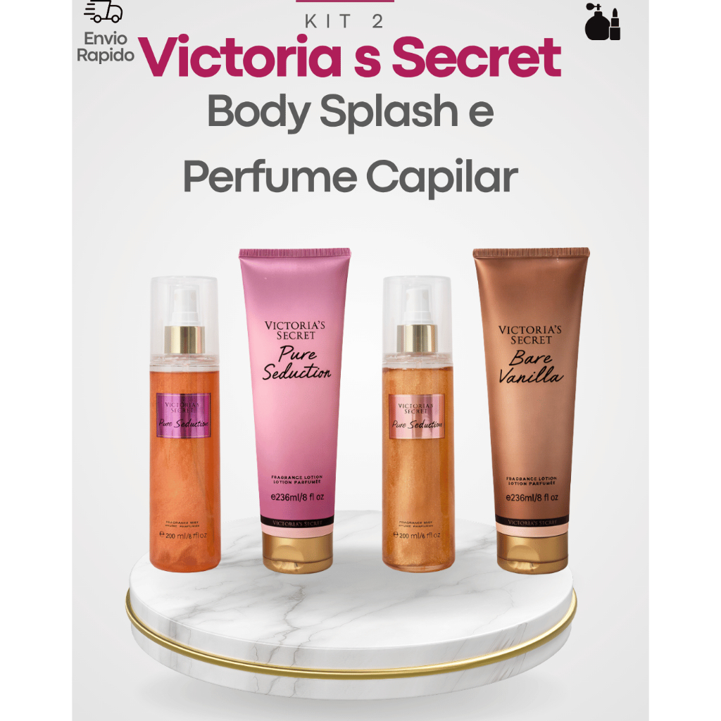 Kit Body Splash + Loção Hidratante Victoria's Secret Creme de HIdratação Perfume Corporal Inspiração
