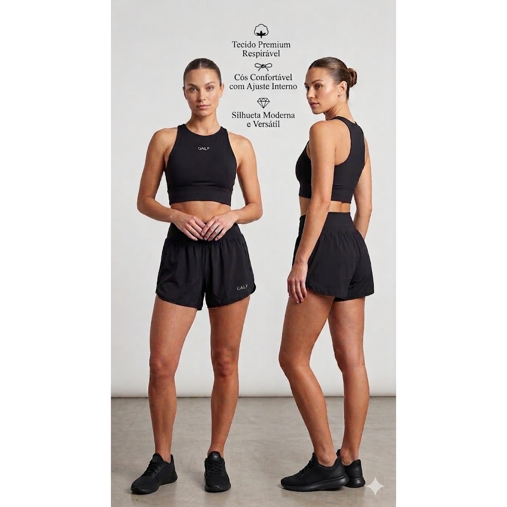 Conjunto Fitness  Feminino  Academia e Beach  Tennis |  Roupa de Treino, Top com Sustentação + Short