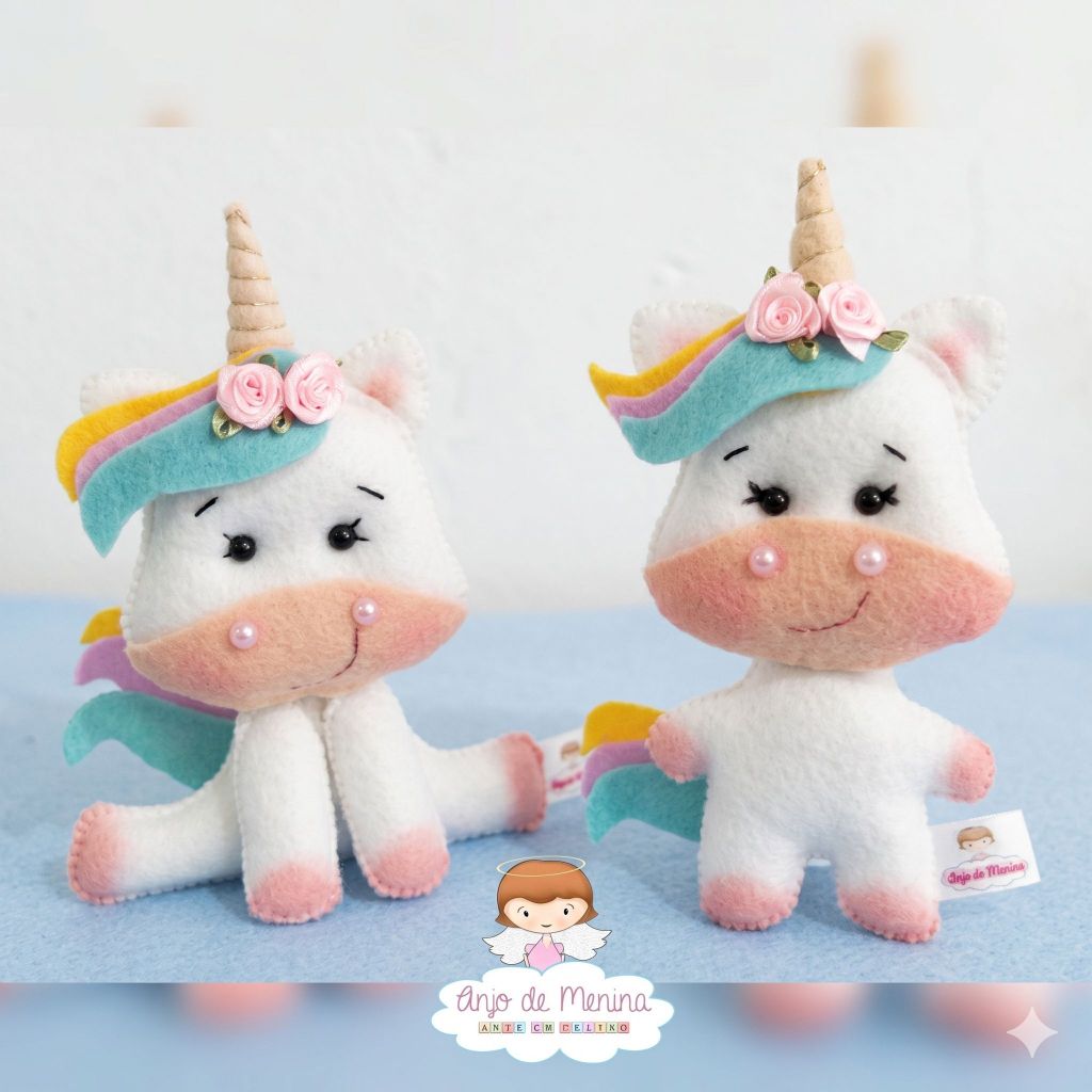 Chaveiro Unicórnio Feltro Lembrancinha Maternidade Aniversário Artesanal Personalizado - 10cm