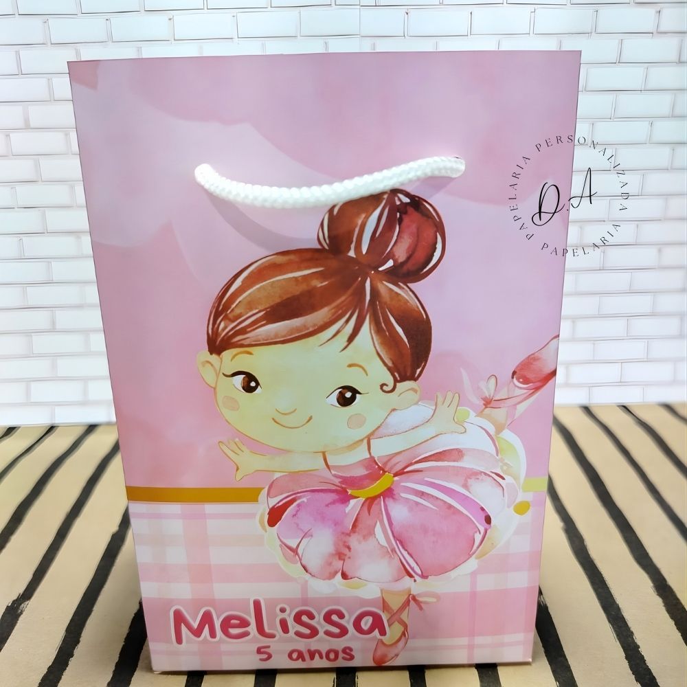SACOLINHA 10x15 PERSONALIZADA BAILARINA. SACOLA SURPRESA LEMBRANCINHA PEGUE E MONTE