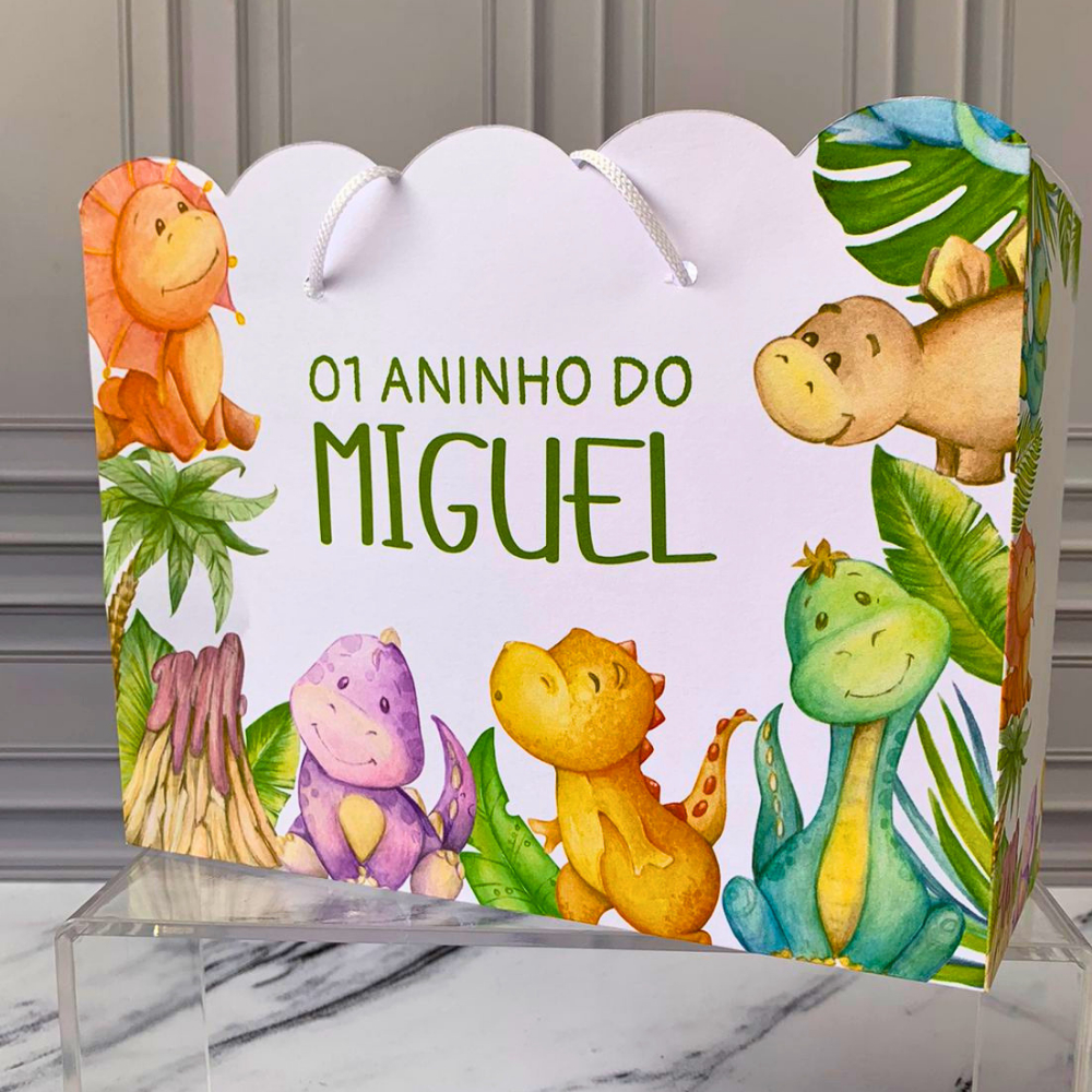 Sacola Dinossauro  Personalizado | Sacolinha | Lembrancinha | Mimos | Aniversário PEGUE E MONTE