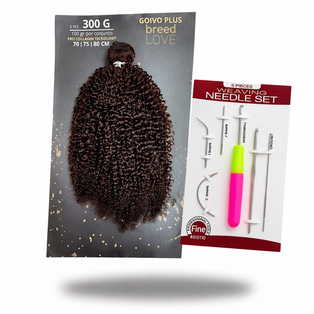 Kit Cabelo Goivo 360g 70cm 75cm  80cm + Kit 5 Agulhas Crochet Softex Braids Organica Breedlove - ENVIO IMEDIATO