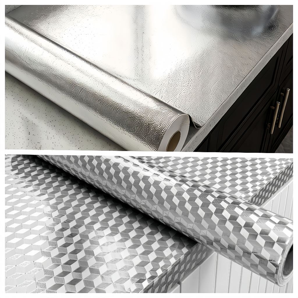Pelicula Protetora 3D Metálica Luxuosa Autoadesiva Anti-Manchas Impermeável para Cozinha Ambiente Externo60CM*2M 5M