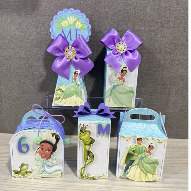 Kit Caixas PRINCESA E O SAPO TIANA Personalizados Lembrancinhas Caixinhas