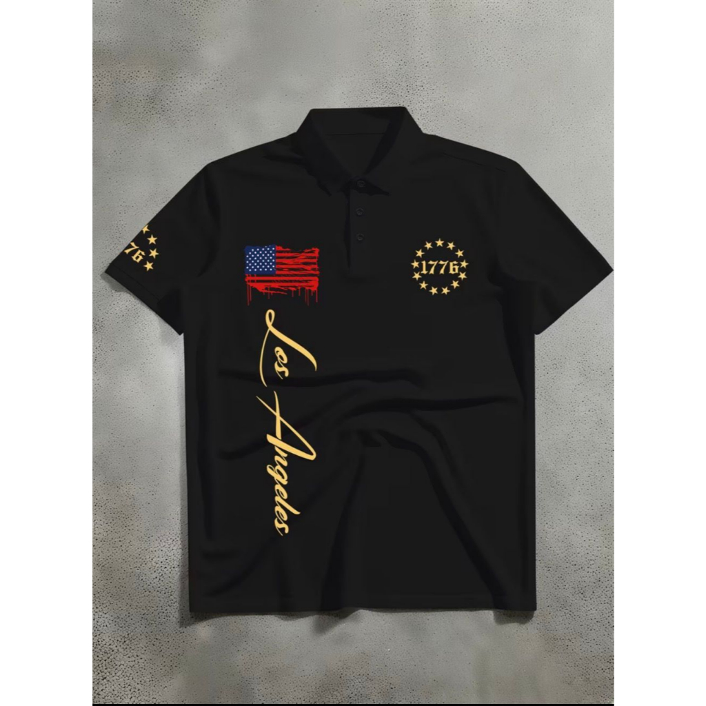 Camisa Polo Malha Piquet 34 Unissex Estampa Los Angeles 1776, camiseta casual de verão, Promoção Envio Rápido