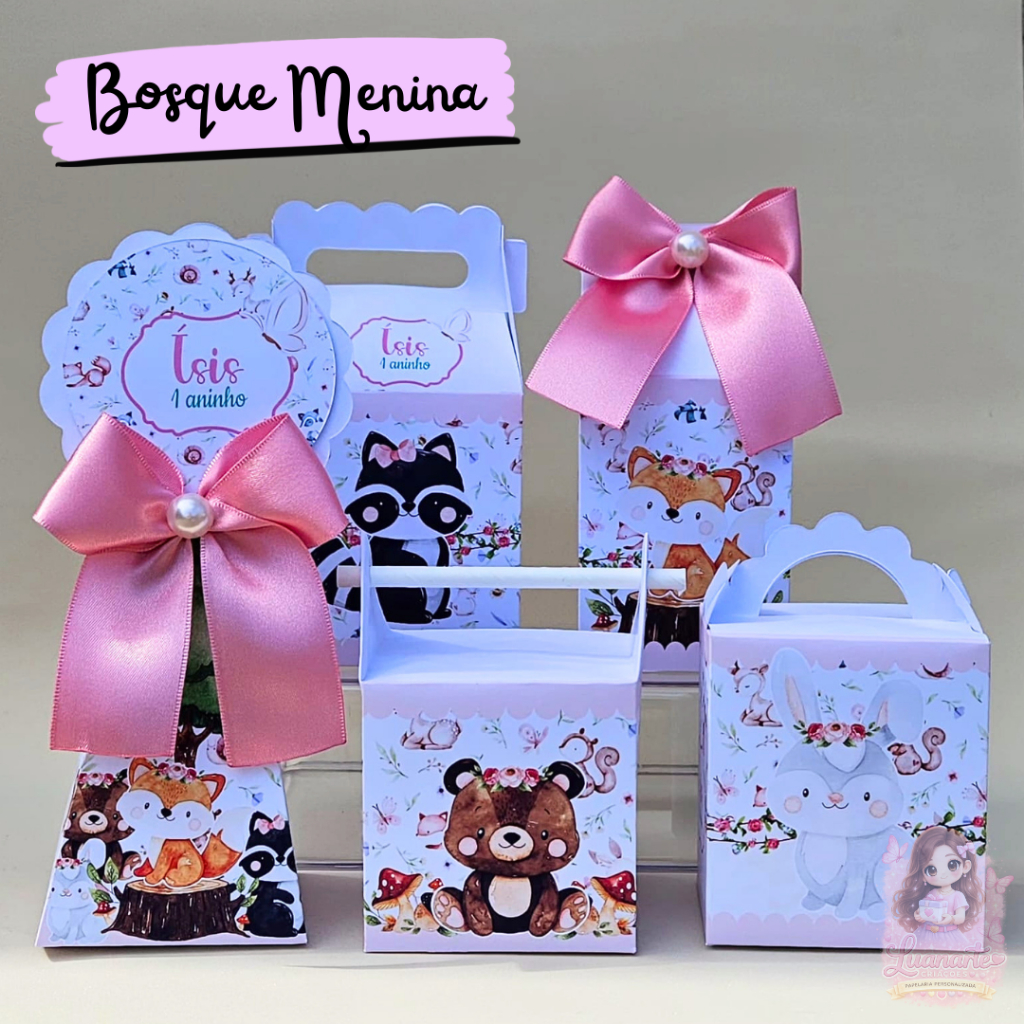 Personalizados Kit Caixas Bosque Encantado Menina /Lembrancinha de Festa /Aniversário/Mimo