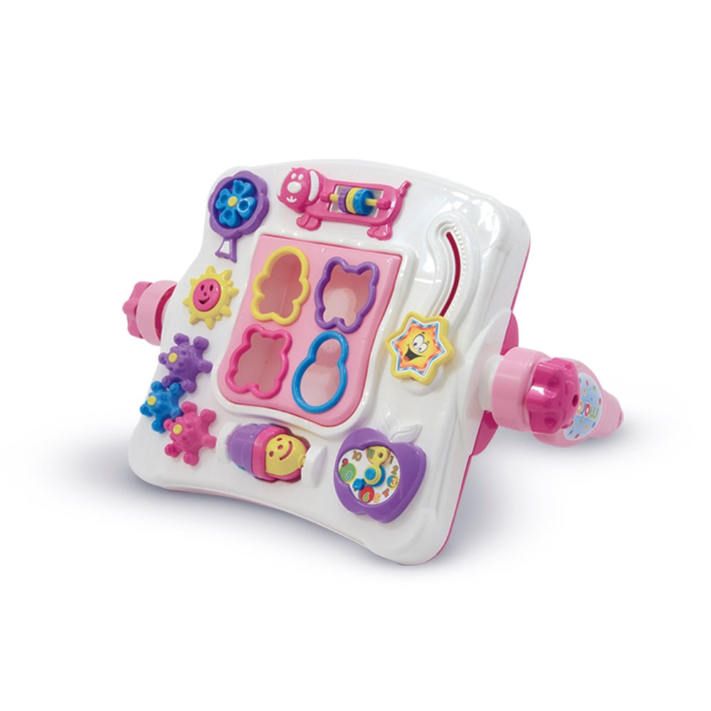 Andador Infantil 4 Em 1 Maral Rosa com Mesa Didática Som e Acessórios