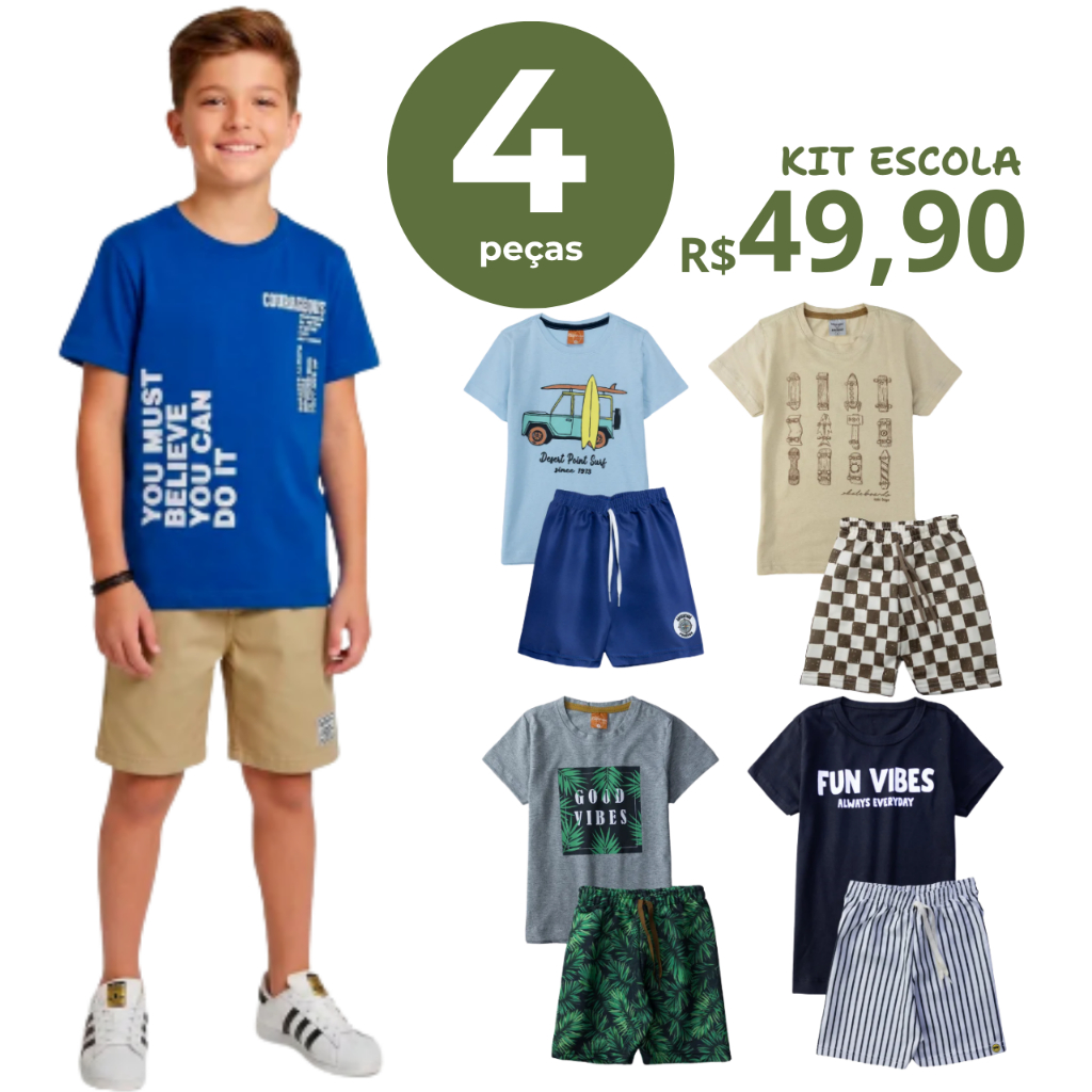 Kit Sortido de 4 Peças de Roupas Infantil Menino Kit com Conjuntos de Roupa Infantil Verão Bebê em Oferta na Shopee