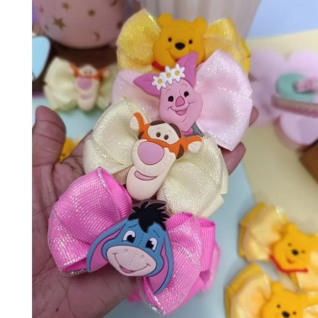 Parzinho Ursinho Pooh/Parzinho infantil Pooh/Laço infantil ursinho Pooh bico de pato/kit de laços
