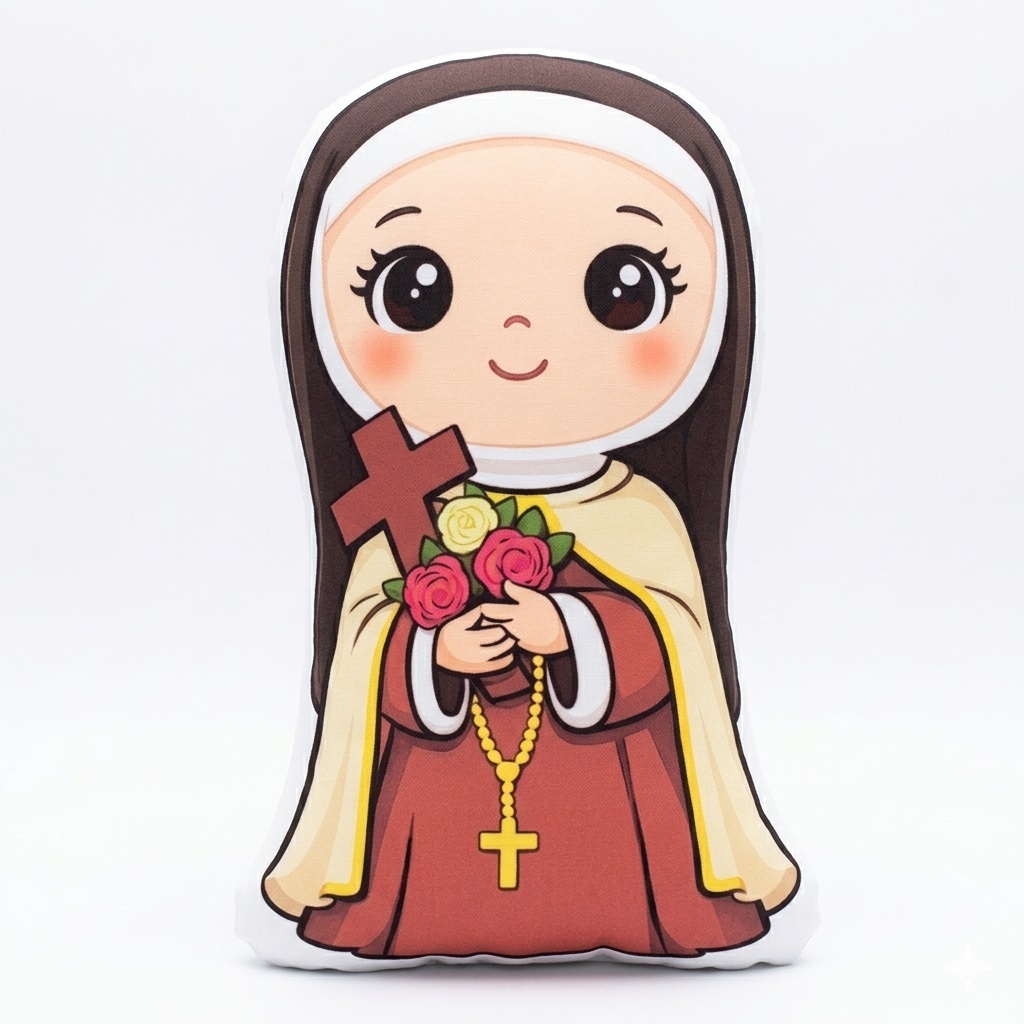 Naninha Almofada Infantil Santa Terezinha - Santinhos Católicos - Coleção SANTA FOFURA