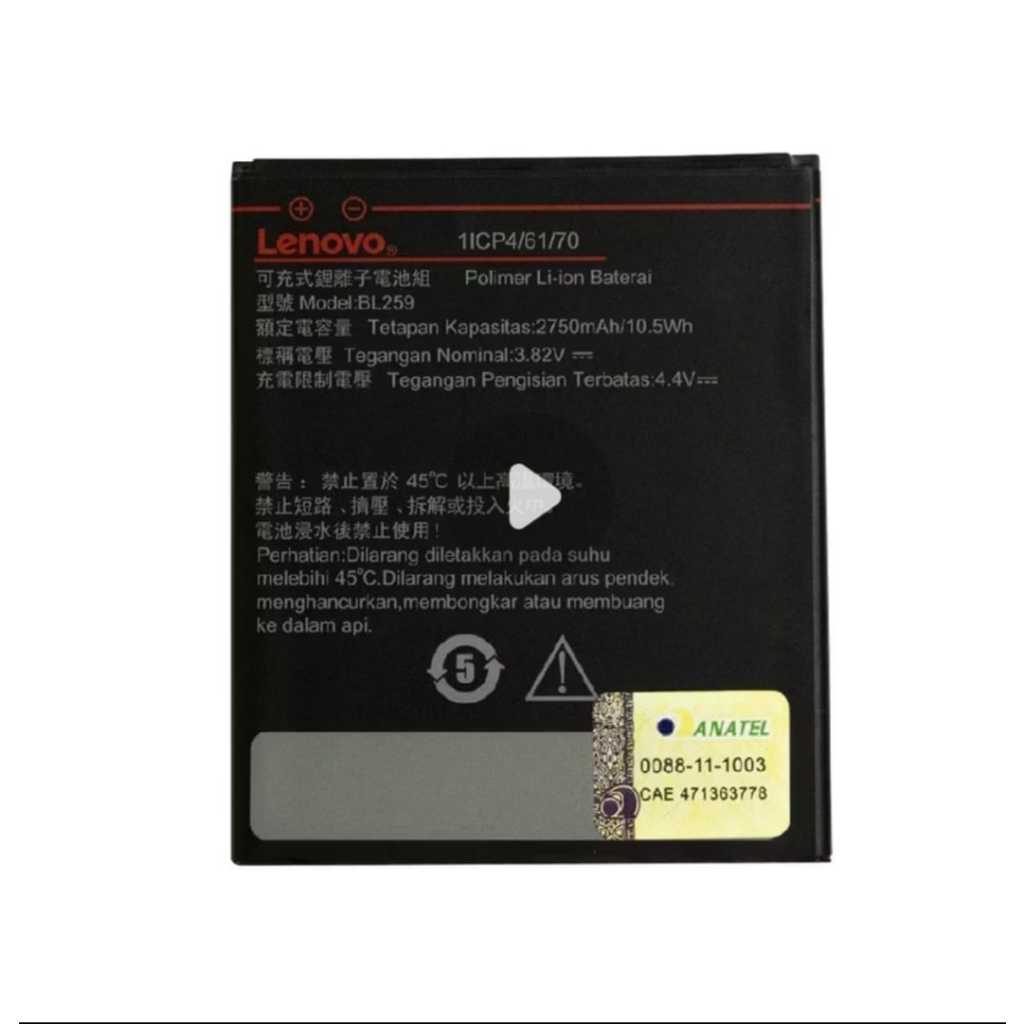 BATERIA VIBE K5 (VIBE C2 ORIGINAL LENOVO MODELO BL259 +SELO ANATEL