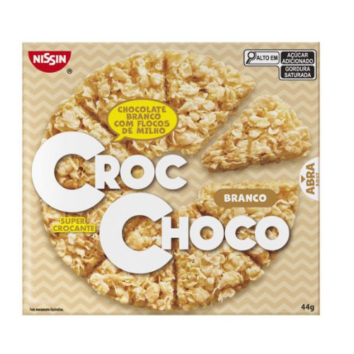NISSIN CROC CHOCO CHOC BRANCO 44g - Chocolate branco com flocos de milho.