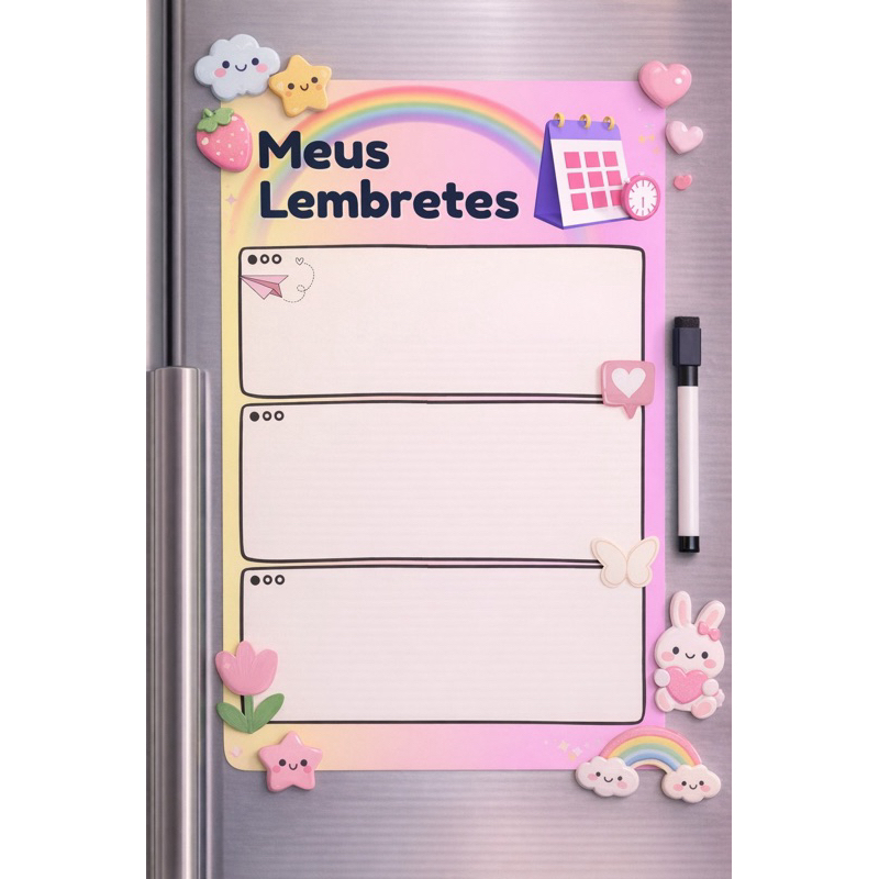 Planner Magnético Geladeira A5 + Caneta Apagável | Organização Diária