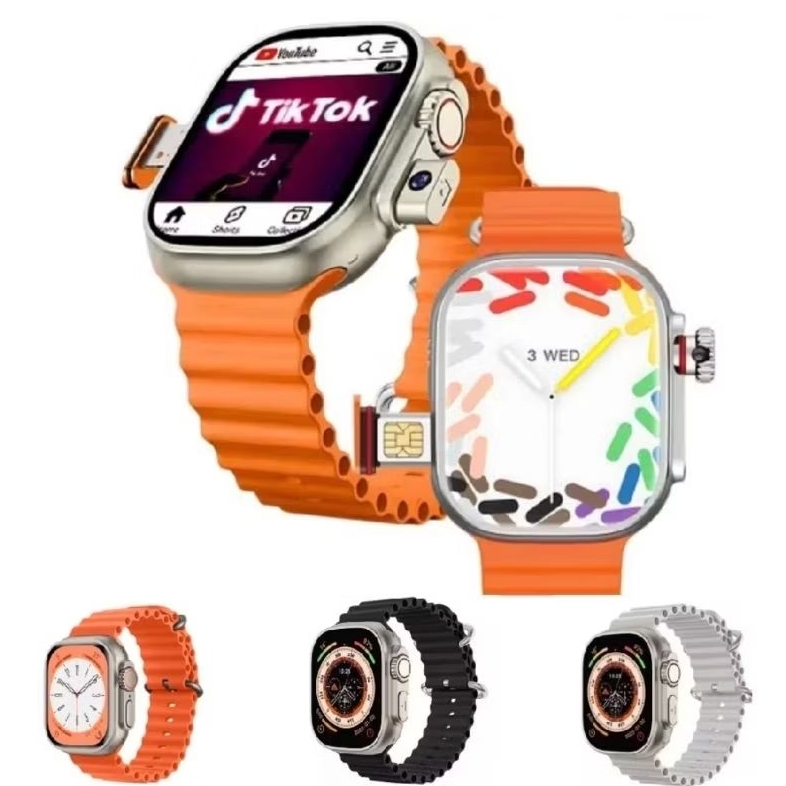 Smartwatch com câmera frontal e traseira wi-fi chip Relógio Inteligente Android 64gb baixa aplicativos