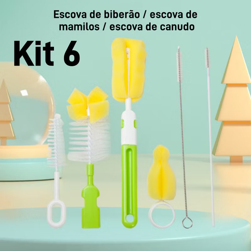 Kit de 6 Escovas para Limpeza de Copo Garrafa Louça Canundo Escovinha de Metal para Canudo Casa