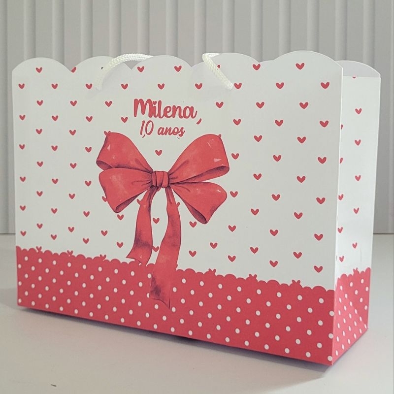 Sacolinha G Laço Vermelho Pegue Monte Personalizada Caixinha Lembrancinha Kit Festa Luxo Sacolinha Lacinho Grande