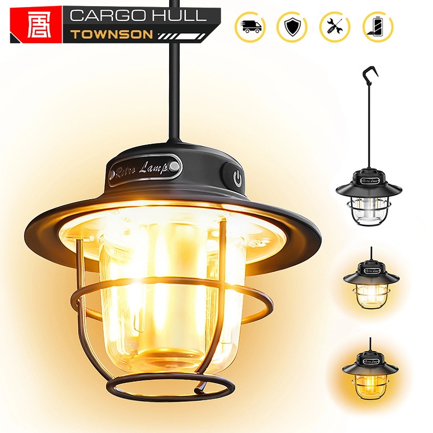 Lâmpada De Emergência Lampião LED Portátil Recarregável Retrô Luminária Camping Para Acampamento