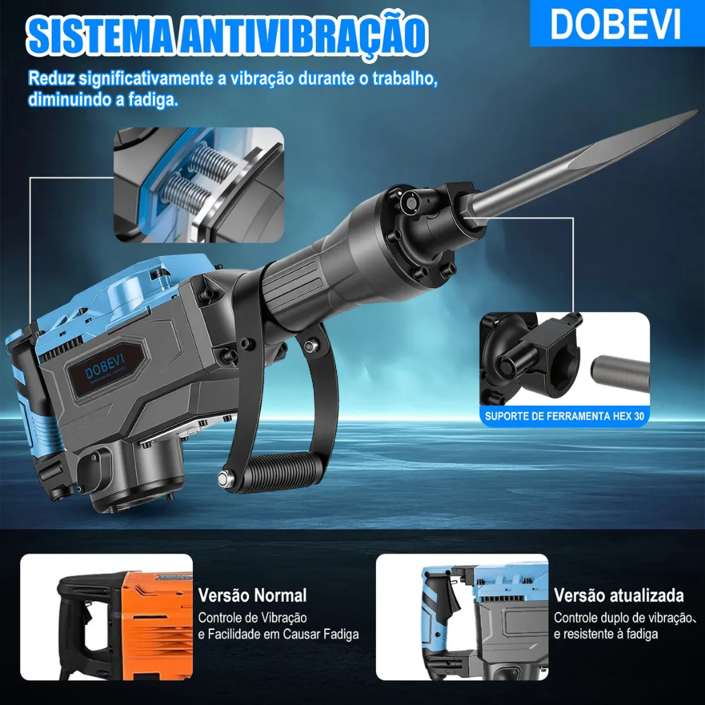 Martelete demolidor rompedor 3500W cor azul aco Dobevi · foto 2