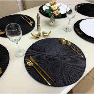 Kit 4/6 Peças Jogo Americano Redondo Sousplat Cozinha Jantar Descanso de Prato Sousplat C…