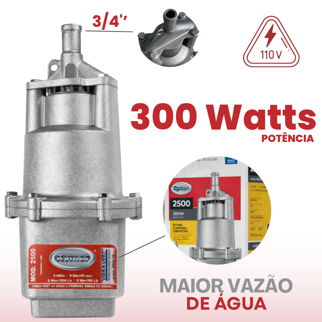 Bomba Submersa P/ Poço Sapo Rymer 2500 Em 110v