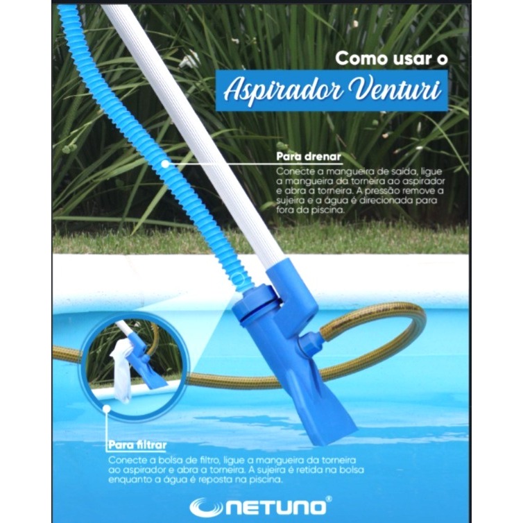 Aspirador Piscina Manual Netuno Venturi Nv Azul 2º Geração