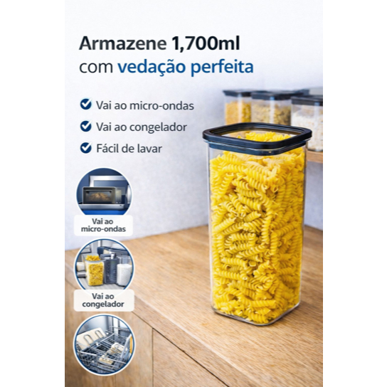 Pote Hermético Acrílico Organizador Geladeira Grande 1,700L