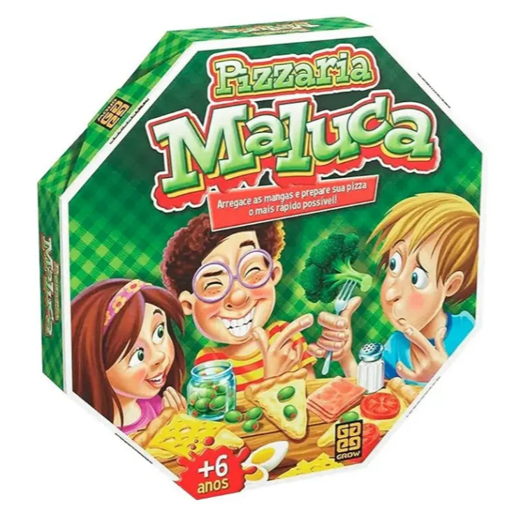 JOGO PIZZARIA MALUCA GROW BRINQUEDO PIZZA DE MESA FAMÍLIA DIVERSÃO TABULEIRO GAME INGREDIENTE MONTAR