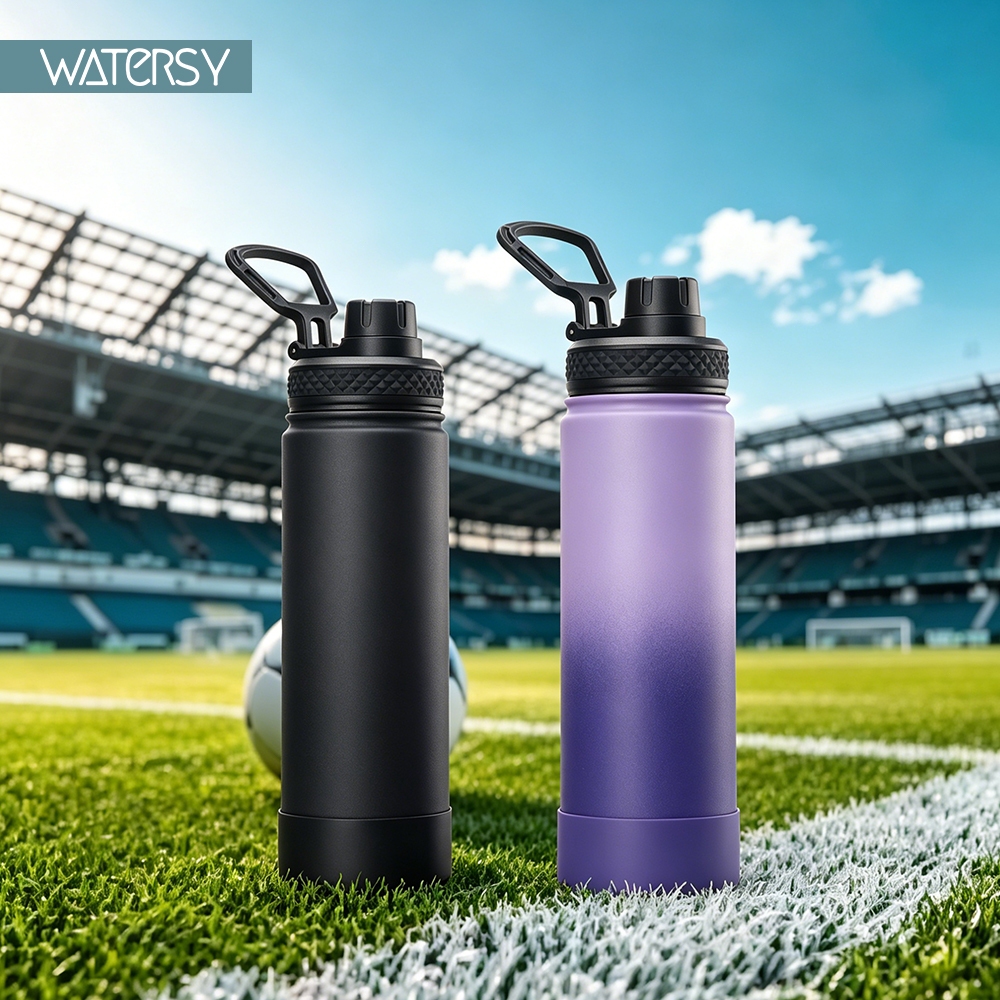 WATERSY kit 2 Garrafa Térmica 650ml Inox 18/8, Isol. Duplo, 24h Quente/Frio c/ Alça p/ Academia